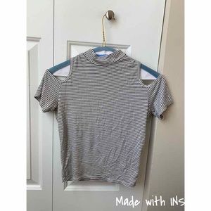 Black and white stipend crop top